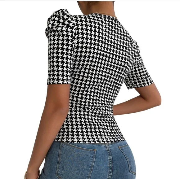 💥SALE💥Luna Tuccini Houndstooth Blouse - Picture 2 of 8